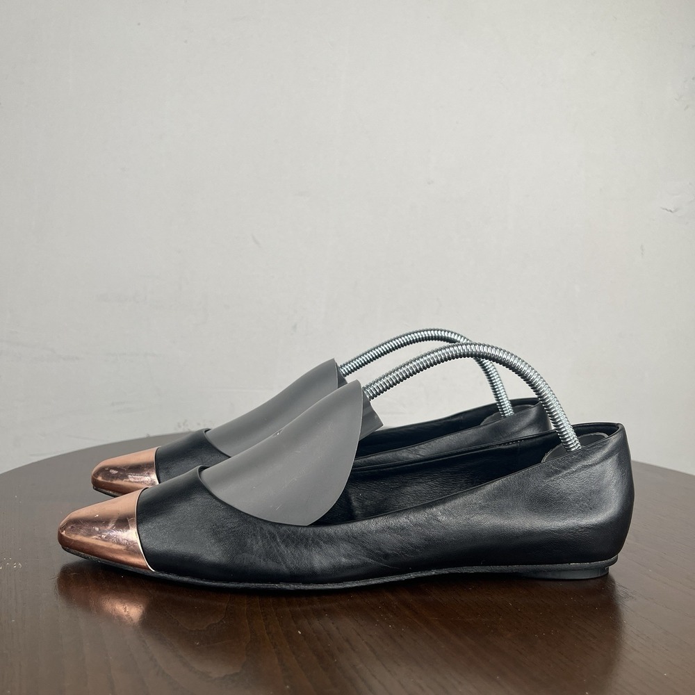 Messeca New York Jacqueline Ballet Flat Shoes Women's  7.5 Black Leather Pointed